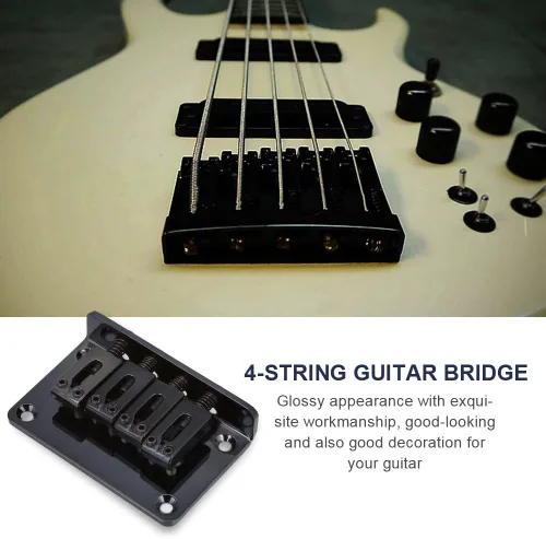 Vista 7 de Bnineteenteam Puente de guitarra eléctrica, puente de metal fijo para sillín rígido para caja de cigarrillos de 4 cuerdas, Ukelele de bajo con juego