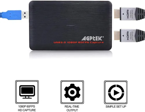 Vista 2 de Tarjeta de captura de juegos USB 3.0 HDMI Video HD 1080P 60FPS, dispositivo grabador de juegos de transmisión en vivo para PS4, Xbox One y Wii U