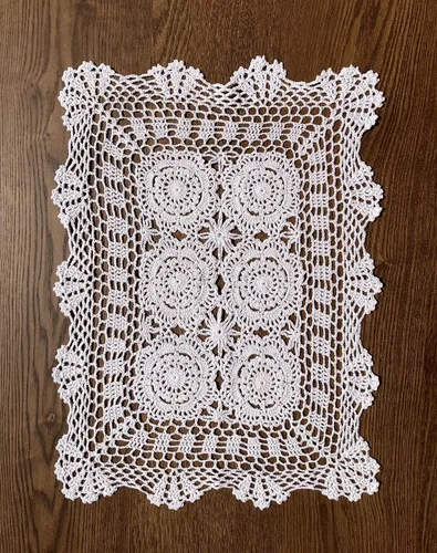 Vista 7 de Hsvanyr 15 x 27 pulgadas rectangular de algodón hecho a mano con encaje de ganchillo para mesa de café, tocador, bufanda, centros de mesa, decoración