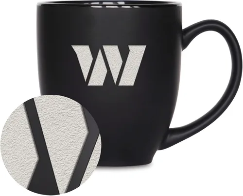 Vista 12 de Rico Industries Taza Bistro Mate Negra de Fútbol Americano NFL de 15 onzas - Para Bebidas Calientes o Frías - Logotipo del Equipo Grabado para una