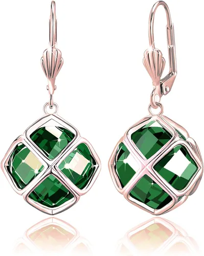 Vista 19 de Pendientes colgantes de cristal austriaco de 14MM para mujer, joyería chapada en oro de 14 quilates Apr-Diamante-Chapado en Oro de 14 K