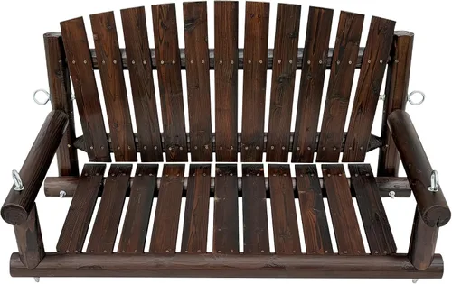 Vista 8 de 3.5 FT Rustic Log Wooden Porch Swing, Heavy-Duty 900 LBS, Outdoor Hanging Bench for Patio, Garden, Yard – Solid Fir Wood, Handcrafted