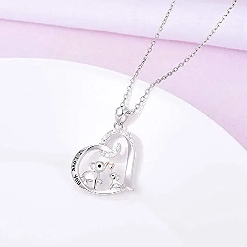 Vista 3 de Regalo de aniversario de Navidad para novia, esposa, collar con texto en inglés "I Love You Forever" para mujeres, amantes de los elefantes, regalos