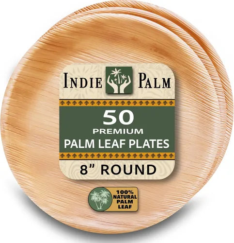 Vista 16 de Indie Palm Platos desechables de hoja de palma, paquete de 50 unidades, cuadrados de 8 pulgadas, resistentes, 100% compostables y biodegradables
