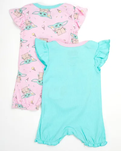 Vista 5 de STAR WARS Paquete de 2 pantalones cortos de manga con volantes para bebé, paquete de 2 unidades - Baby Yoda Baby Body - Ropa para niñas