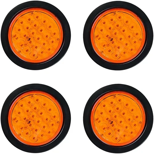 Vista 25 de Astra Depot Juego de 4 unids rojo 4 "redondo 12 LED Stop Running Luz trasera Ojal Plug para vehículo largo camión remolque