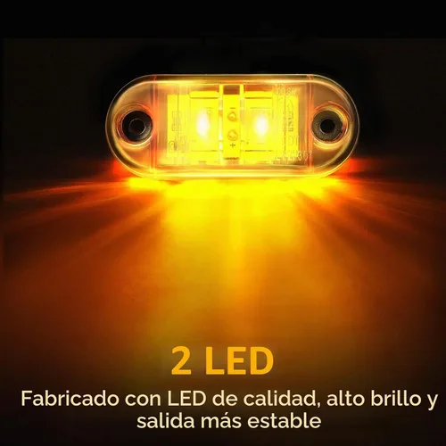 Vista 3 de Tallew 10 luces LED de remolque de 2.5 pulgadas, 2 diodos, impermeables, LED, marcador lateral, señal ovalada, luces de circulación para camión Ámbar