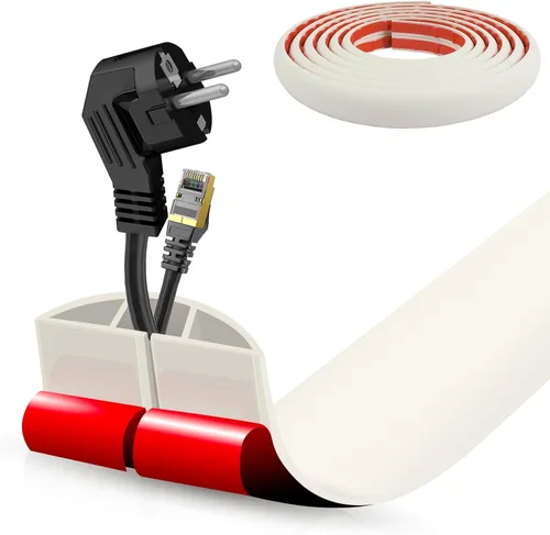 Vista 48 de Cubierta autoadhesiva para cables de suelo, gestión de cables de 3.3 pies, protector de tira de extensión para cables, evita tropiezos de cables