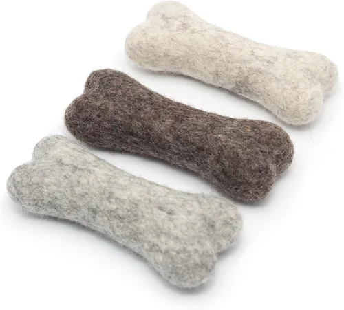 Vista 13 de Glaciart One Hueso masticable de lana de fieltro para perros (3 piezas) Juguete duradero para masticar perros, juguetes masticables para cachorros