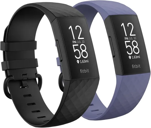 Vista 8 de 2 Pack Waterproof Bands Compatible with Fitbit charge 3 / Fitbit charge 4 / Fitbit Charge 3 SE, Classic Soft Sports Replacement Wristbands for Women