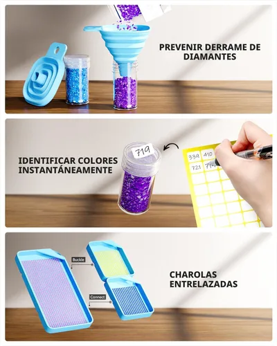 Vista 3 de ARTDOT Contenedor de almacenamiento de 30 ranuras para kits de arte de diamantes para adultos, cajas de almacenamiento portátiles de cuentas