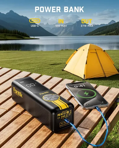 Vista 8 de Fanttik X10 Inflador de Neumáticos Cruz Compresor de Aire Portátil, Bomba de Aire de Inflado/Desinflado Rápido, Inflador Inalámbrico de 150PSI