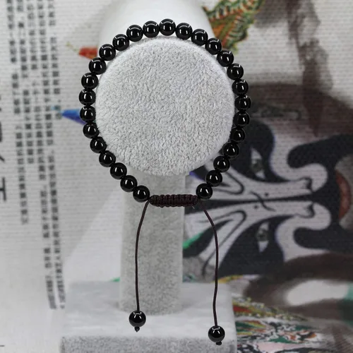 Vista 2 de Natural Gemstone 6mm Round Beads Adjustable Braided Macrame Tassels Chakra Reiki Bracelet