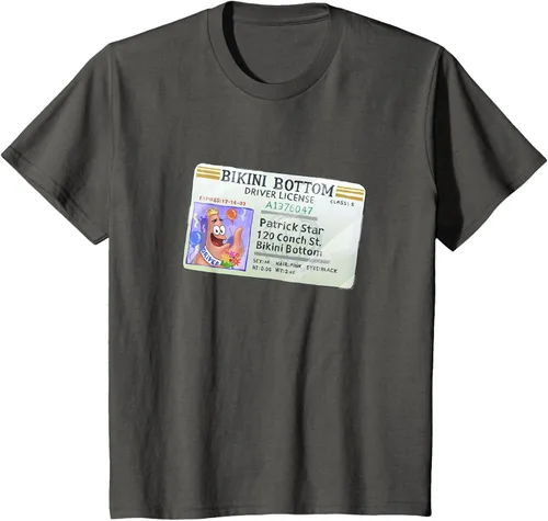 Vista 41 de SpongeBob SquarePants Camiseta con logotipo de Patrick Star Driver License King, Negro