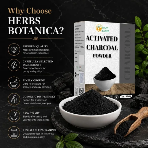 Vista 7 de Herbs Botanica Polvo de carbón activado, grado alimenticio, 2 onzas