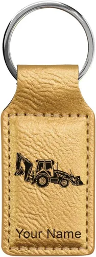 Vista 18 de LaserGram Llavero rectangular, retroexcavadora, grabado personalizado incluido