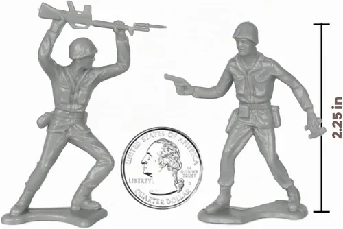 Vista 2 de TimMee Hombres de Ejército de Plástico - 48 figuras de soldados de juguete, gris - Fabricado en EE. UU