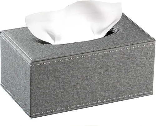 Vista 12 de Funda rectangular de cuero para caja de pañuelos, soporte de caja de pañuelos moderno rectangular para toallas de papel, dispensador de pañuelos