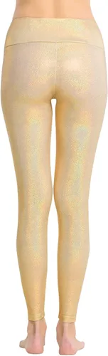 Vista 3 de Houmous Leggings brillantes para mujer con lentejuelas únicas de longitud completa