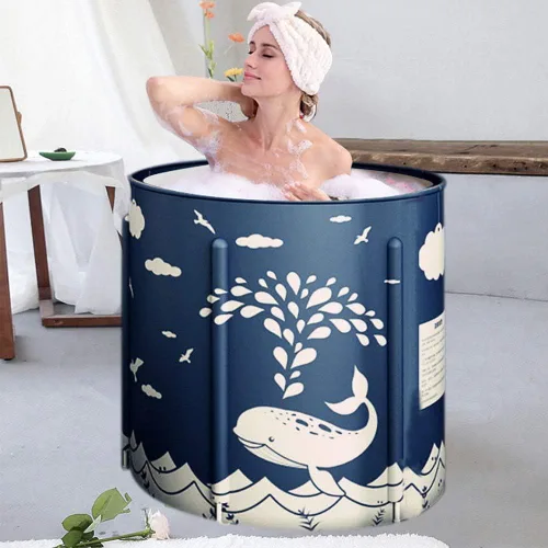 Vista 9 de BESTHLS Bañera Portátil para Adultos, Bañera Plegable Portátil para Baño de Remojo, Tina de Baño Ecológica para Cabina de Ducha (Azul Cielo Grande)