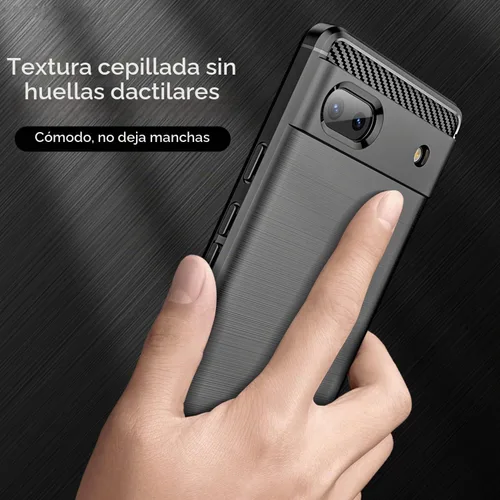 Vista 3 de Funda para teléfono Google Pixel 6A 5G, a prueba de golpes, protección anticaídas, funda flexible de fibra de carbono TPU (negro)