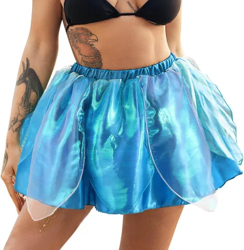 Vista 9 de TWINKLEDE Falda tutú de arco iris para mujer, disfraz de hada, tutú de elfo, falda tutú de fiesta para adolescentes y niñas