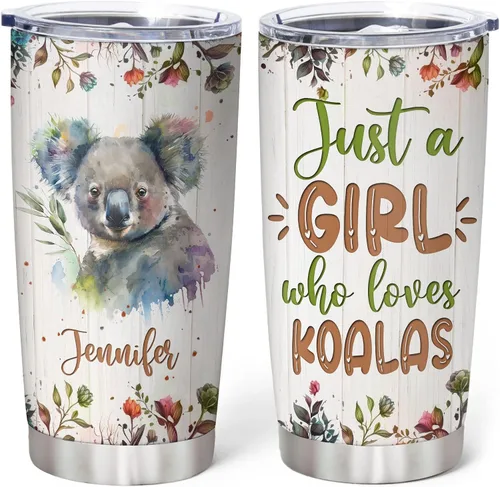 Vista 9 de Hyturtle Regalos personalizados para los amantes de los osos – Just A Girl Who Loves Bears - Vaso de acero inoxidable con nombre personalizado de 20