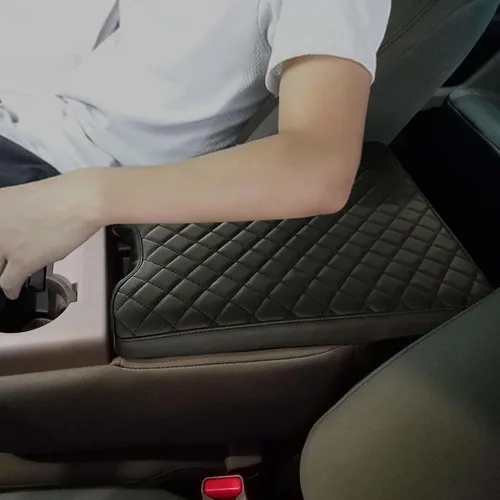 Vista 6 de Zxiaochun Funda de consola central para Ford F150 2015-2025/F250 F350 F450 2017-2025 de cuero para reposabrazos, tapa de consola central, accesorios