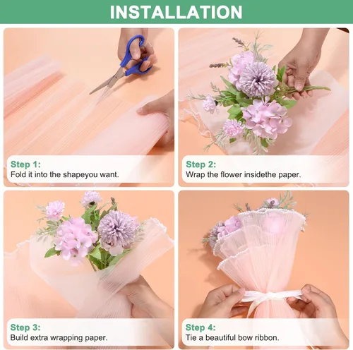 Vista 4 de M METERXITY Papel de flores de algodón coreano de 38 hojas, papel de algodón impermeable de 11.8 pulgadas para bouquets/embalaje de regalo [blanco]