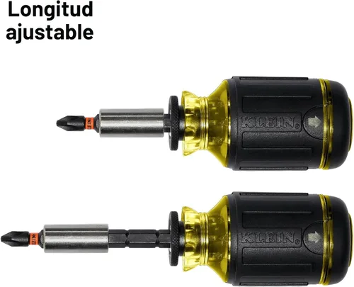 Vista 3 de Klein Tools 32308 Destornillador de Stubby Multi-bit, Herramienta magnética ajustable con 8 en 1 de impacto con Phillips, ranurado, cuadrado