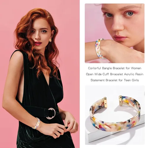 Vista 3 de Corlorful - Pulsera de resina acrílica para mujer, pulsera de plástico ajustable