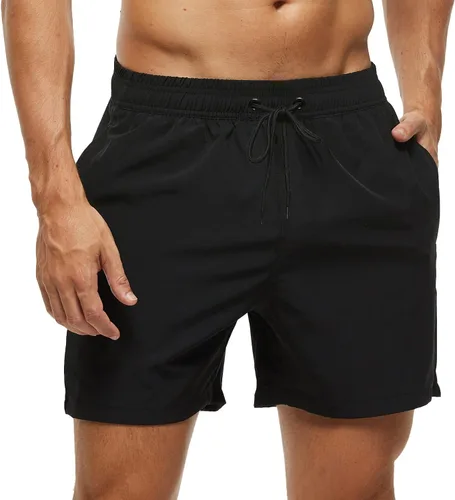 Vista 39 de SILKWORLD Traje de baño para hombre, pantalones cortos de playa de secado rápido con bolsillos Ejército Verde-ag