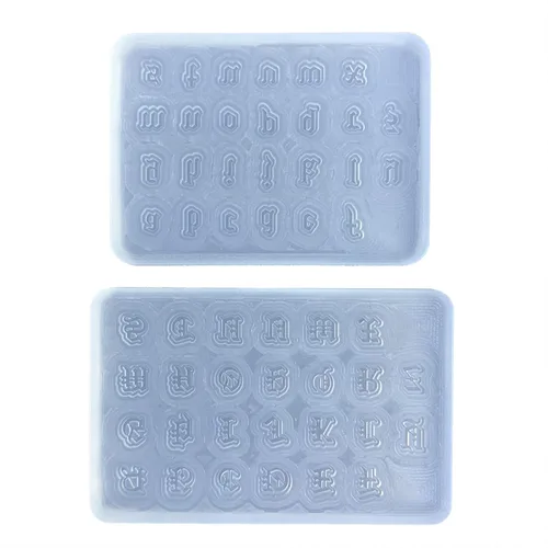 Vista 4 de Molde de silicona de resina gótica, colgante de letra inglesa, molde de resina gótica para hacer joyas, llavero de letras epoxi artesanal