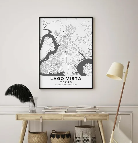 Vista 8 de Mapa de Lago Vista, Texas, Light 2 (24x36)