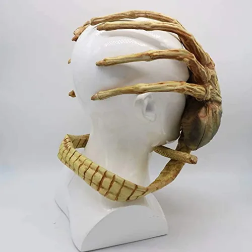 Vista 5 de Máscara facial extraterrestre de xenomorfo máscara facial de látex réplica de garras aterradoras insectos accesorios de Halloween para adultos