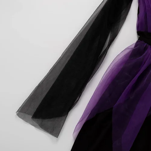 Vista 3 de Disfraz de bruja de Halloween para niñas pequeñas con sombrero