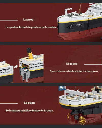 Vista 4 de dOvOb Titanic - Juego de bloques de construcción modelo 2022, ladrillos compatibles con las principales marcas