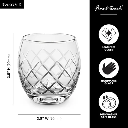 Vista 8 de Final Touch On The Rock Glass con molde de bola de hielo y jigger de medición, eleva tu experiencia de whisky, whisky y bourbon Movimiento