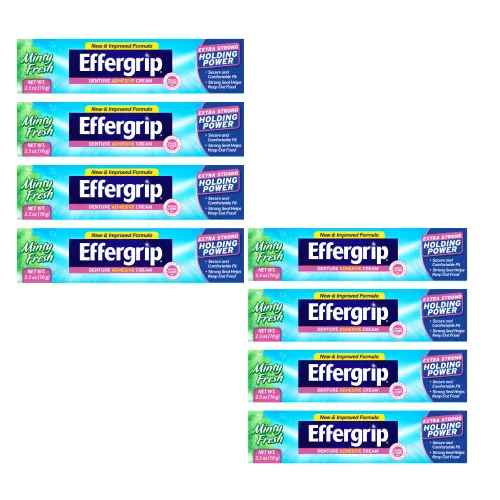 Vista 4 de Effergrip Crema adhesiva para dentaduras postizas, poder de sujeción extra fuerte, 2.5 onzas (paquete de 3)