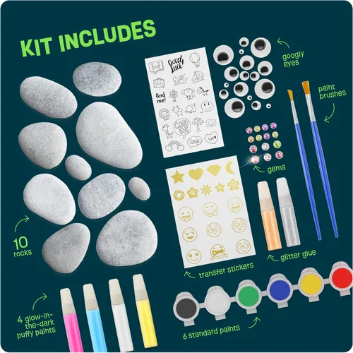 Vista 4 de Dan&Darci Kit de pintura de roca para niños, brilla en la oscuridad, regalos de Navidad, artes y manualidades para niños y niñas de 6 a 12 años