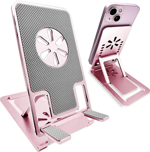 Vista 9 de Soporte de teléfono celular para escritorio, soporte ajustable de metal de alta calidad, soporte resistente para escritorio de oficina, accesorios
