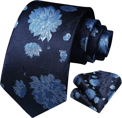 Vista 45 de Corbatas florales tejidas clásicas para hombre, corbata cuadrada de bolsillo, corbatas formales para hombres, boda con pañuelo