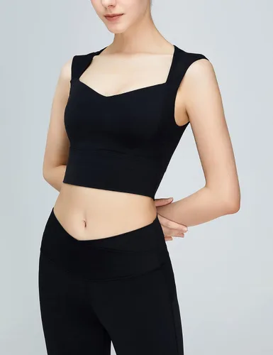 Vista 3 de Loovoo Longline - Brasier deportivo acolchado para mujer, sin varillas, soporte medio, para yoga, cuello cuadrado, fitness, entrenamiento