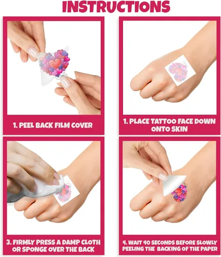Vista 5 de ArtCreativity Tatuajes individuales con purpurina de San Valentín para niños, paquete de 144 unidades, 2 pulgadas, no tóxicos, precortados