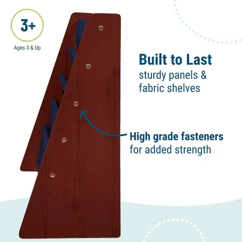 Vista 5 de Wildkin estantería de lona para niños y niñas, diseño de madera con cuatro estantes de tela, mantén las habitaciones, salas de juegos y aulas