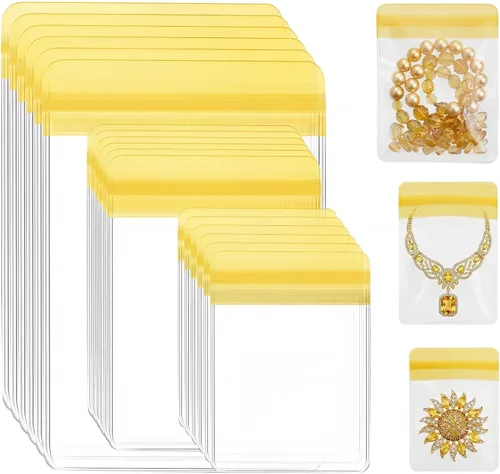 Vista 9 de Clabby 120 bolsas de joyería antideslustre para organizador y almacenamiento, bolsa de joyería de PVC transparente, mini bolsa de plástico, anillos