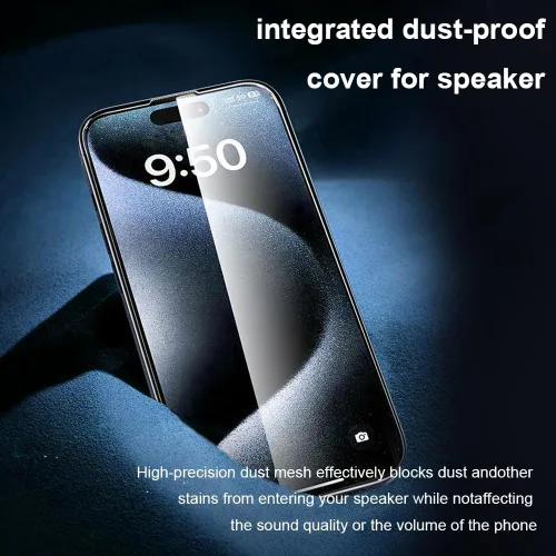 Vista 7 de OneFish Protector de pantalla para iPhone 14Plus/13Pro Max, película de vidrio templado HD Clarity dureza 9H+, con marco de instalación sin