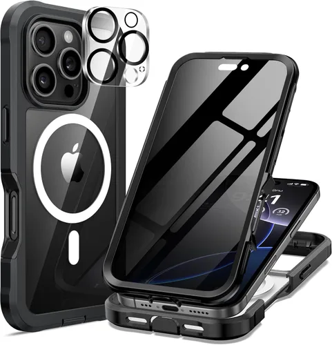 Vista 12 de seacosmo para iPhone Air Funda, Carcasa Completa con Protector de Privacidad de Vidrio Templado 9H Integrado y Protector de Lente de Cámara