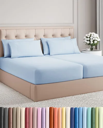 Vista 231 de Juego de sábanas Twin de 4 piezas - Cómodo, transpirable y refrescante - Juego de ropa de cama de lujo de hotel ultrasuave con bolsillos profundos