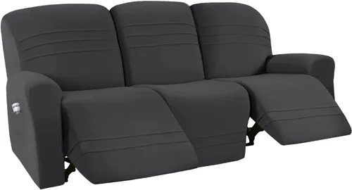 Vista 10 de Juego de fundas elásticas para sofá reclinable de 5 piezas, funda ajustada para sofás reclinables de 3 cojines, tela ultrasuave, lavable a máquina